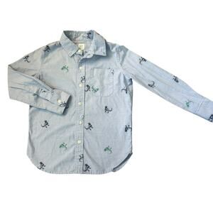 Gap Kids Blue Dinosaur Print Button-Down Boys Size S(6-7)